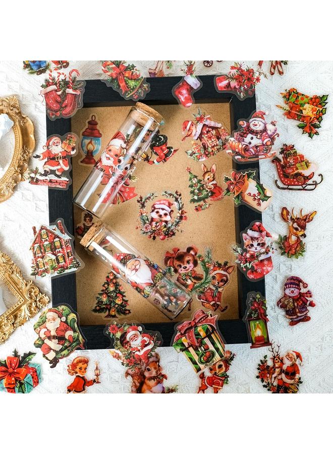 Bluejw 50 PET Christmas Santa Claus Theme Transparent Stickers Party Decoration Door And Window Refrigerator Stickers - Image 2