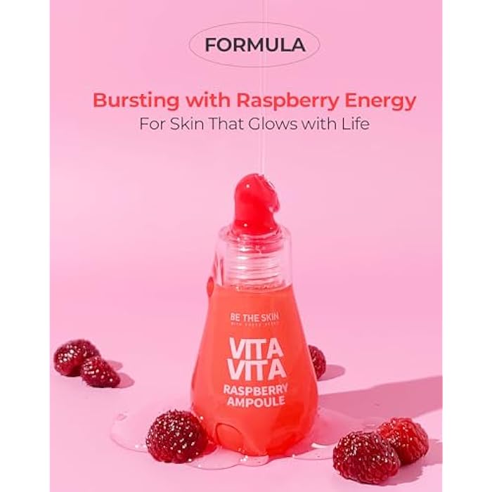BE THE SKIN Vitavita Raspberry Ampoule - Radiance Boosting Face Serum for Even Skin Tone and Enhanced Elasticity with Niacinamide, Vitamin C, 11 Peptides, 1.01 fl.oz. - Image 4