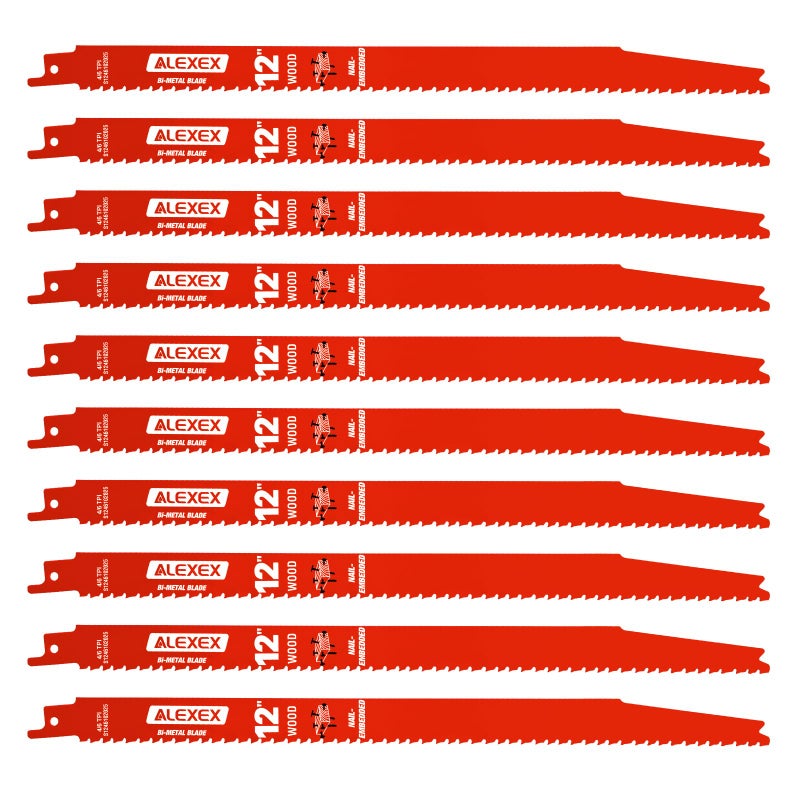 ALEXEX 10 Pack 12 Inch 4/6 TPI Reciprocating Saw Blades for Wood and Nail-Embedded Wood Cutting, Bi-Metal Sawzall Blades for Cutting Nail and PVC Pallets etc, for Diablo Sawzall Blades DS1212BW5 - Image 1