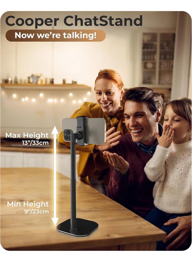 حامل هاتف ChatStand قابل للتعديل للمكتب، حامل جوال قابل للطي مع تعديل الارتفاع وزاوية الرؤية، قاعدة مانعةلانزلاق، متوافق مع هواتفلللل iPhone وسامسونج وأجهزة أندرويد – أسود ليلي - Image 3