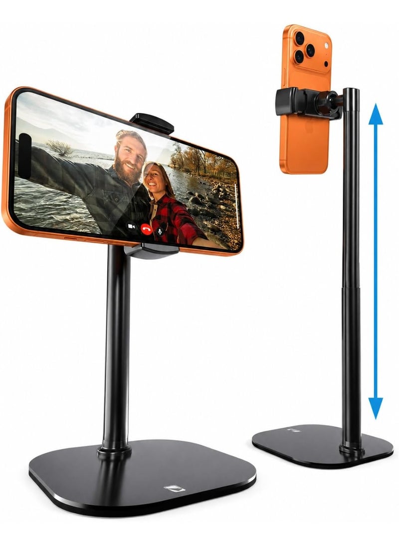 حامل هاتف ChatStand قابل للتعديل للمكتب، حامل جوال قابل للطي مع تعديل الارتفاع وزاوية الرؤية، قاعدة مانعةلانزلاق، متوافق مع هواتفلللل iPhone وسامسونج وأجهزة أندرويد – أسود ليلي - Image 1