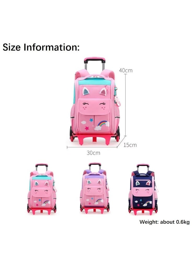 حقيبة ظهر بعجلات للبنات، حقيبة ظهر مدرسية مقاس 16 بوصة بعجلات، حقيبة ظهر قابلة للفصل مع عربة لسفر البنات إلى المدرسة، للأعمار من 5 إلى 9 سنوات، (وردي، 5100) - Image 3