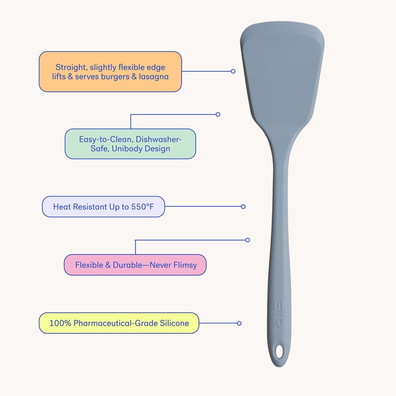 GIR: Get It Right Silicone Spatula Turner - 13-Inch Slate - Heat-Resistant & Non-Stick Core with Flexible Tip - Pancake Flipper - Dishwasher Safe - Image 2
