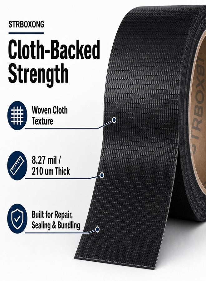 STRBOXONG Black Duct Tape Heavy Duty, 8.27 Mil Thick, 3 Rolls Strong Waterproof Cloth Backed Tape for Industrial Repair, Sealing, Bundling, Packing, Garage, Workshop and DIY, 1.89 in x 66 yd Total - Image 4