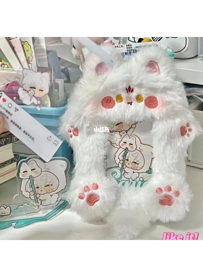 NIBEMINENT 1 - Piece Kitty Plush Kpop Photo Card Holder Pendant Key Chain ID Badge Holder ID Card Holder Photo Card Protector for School ID Office ID Access Card for Women Girls