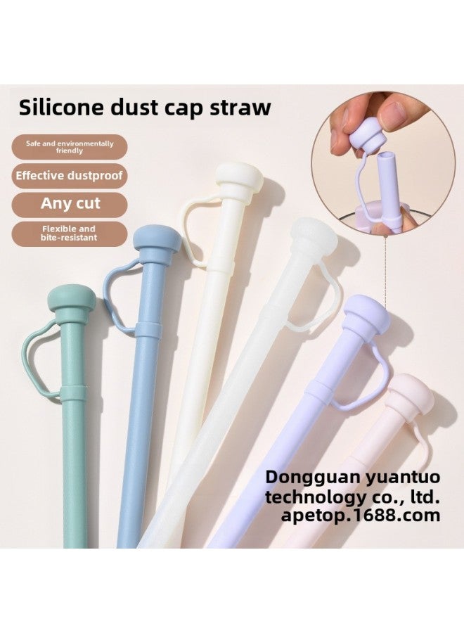 Food Grade Silicone Straw Stanley Cup Ice Cup Universal Straight Tube Straw Environmental Protection Straw With Straw Cap-Colors:Brush A Straw  - Image 2