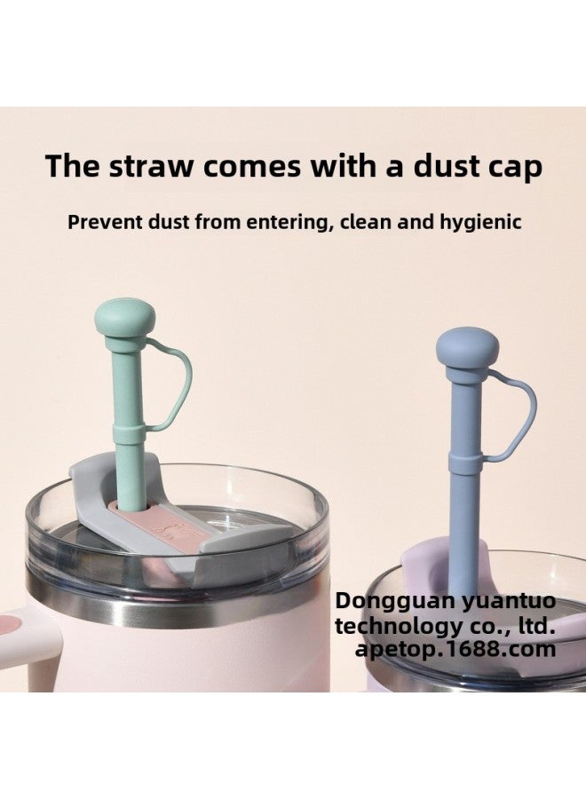 Food Grade Silicone Straw Stanley Cup Ice Cup Universal Straight Tube Straw Environmental Protection Straw With Straw Cap-Colors:Brush A Straw  - Image 4