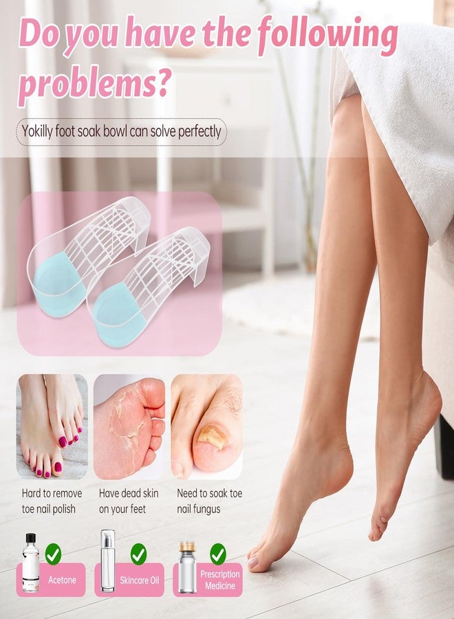 Yokilly Toe Nail Soaking Bowl, 2 PCS Toenails Soak Off Bowl, Shoe Design Foot Bath Soak Tub Bowl, Acetone Proof Pedicure Foot Spa Nail Soaker Bowl for Soak Off Dip Powder Gel Polish Remover (Clear) - Image 3