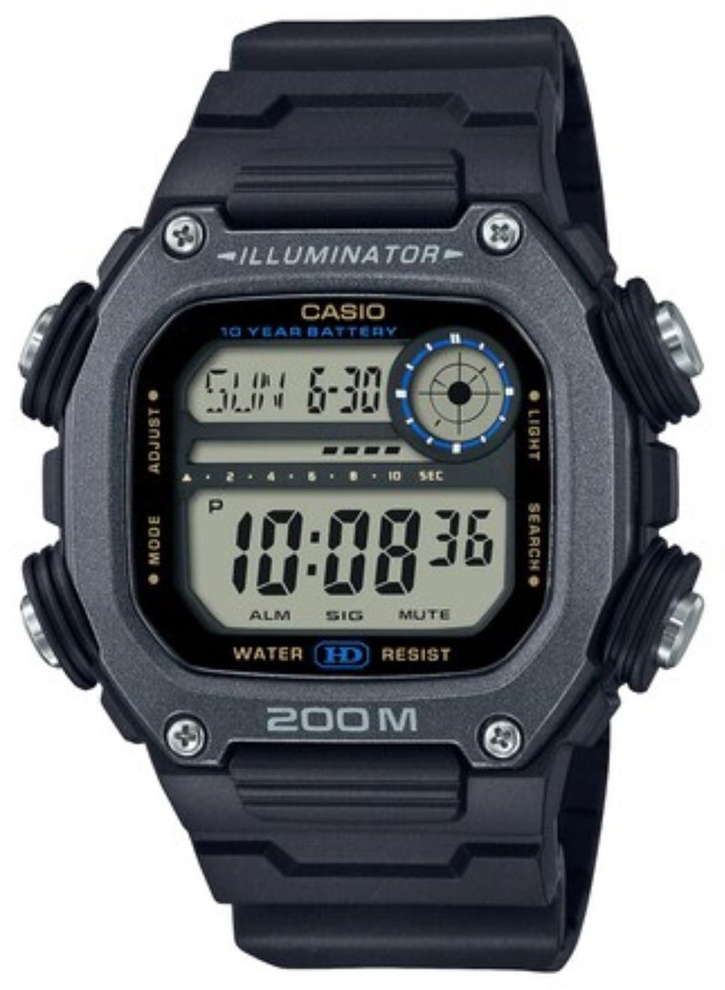 CASIO ساعة رقمية مربعة الشكل من الراتنج باللون الأسود للرجال DW-291HX-1AVDF - Image 1