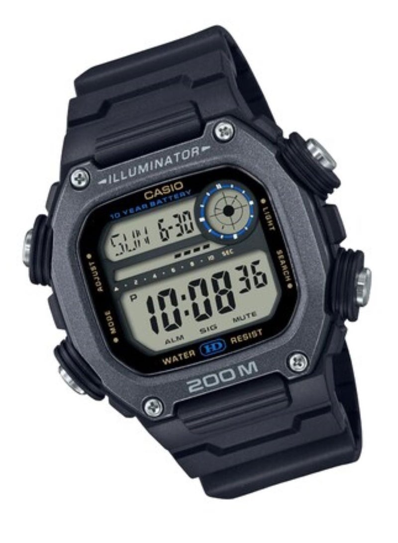CASIO ساعة رقمية مربعة الشكل من الراتنج باللون الأسود للرجال DW-291HX-1AVDF - Image 2