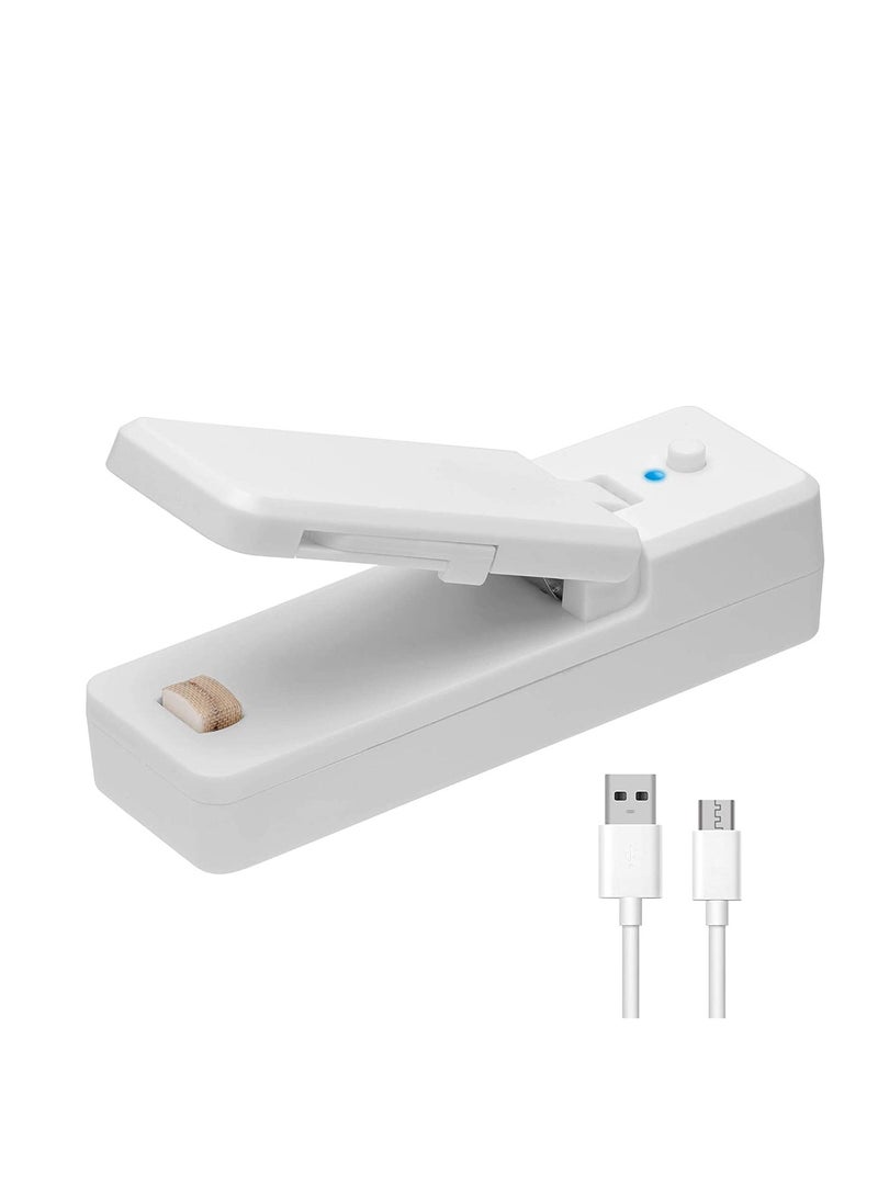 SYOSI Mini Bag Sealer - 2 in 1 Portable Handheld Vacuum Heat Sealers  Cutter - Sealing Machine for Plastic Bags Storage Snack Cookies Freshness Kitchen Food (White) - Image 1