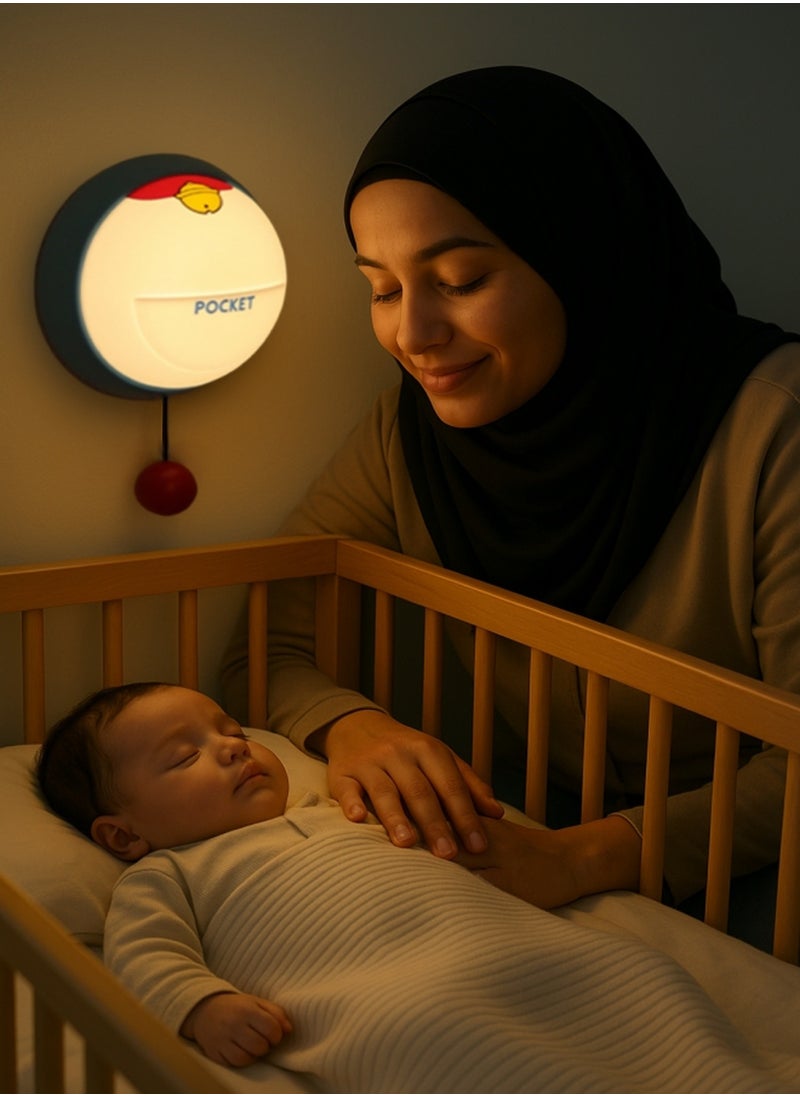 إيه آن د دبليو مصباح ليلي LED بتصميم دورايمون الجيب للأطفال، مع 3 مستويات سطوع، سيليكون آمن، مؤقت 30 دقيقة، شحن USB، وقابل للتثبيت على الحائط  - Image 1