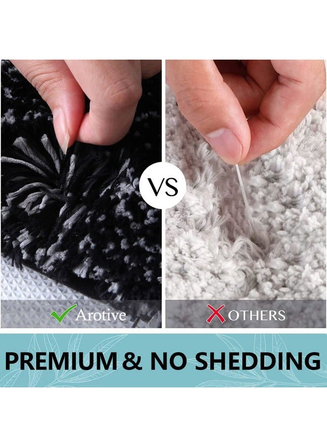 Arotive Microfiber Bathroom Rugs 3 Piece with Toilet Lid Cover, Shaggy Soft and Absorbent Bath Rug, Non-Slip, Machine Washable Bath Mats for Bathroom（24x16+24x20+17.5x15, Black - Image 5