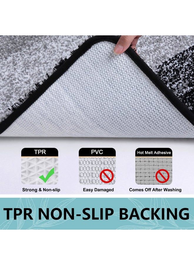Arotive Microfiber Bathroom Rugs 3 Piece with Toilet Lid Cover, Shaggy Soft and Absorbent Bath Rug, Non-Slip, Machine Washable Bath Mats for Bathroom（24x16+24x20+17.5x15, Black - Image 4