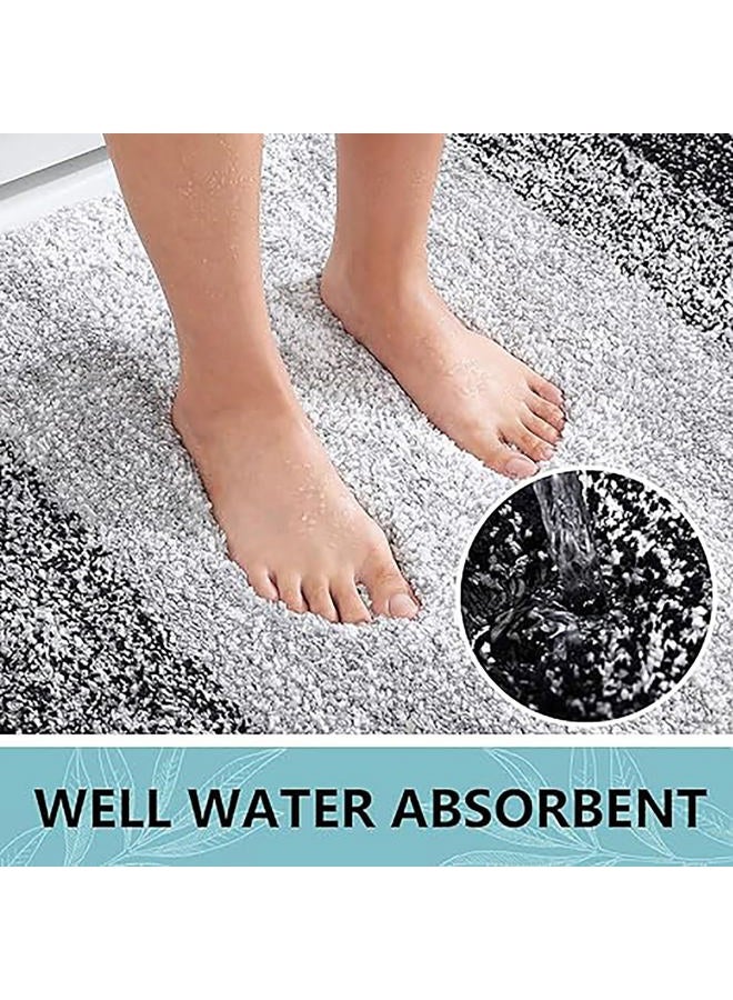 Arotive Microfiber Bathroom Rugs 3 Piece with Toilet Lid Cover, Shaggy Soft and Absorbent Bath Rug, Non-Slip, Machine Washable Bath Mats for Bathroom（24x16+24x20+17.5x15, Black - Image 2