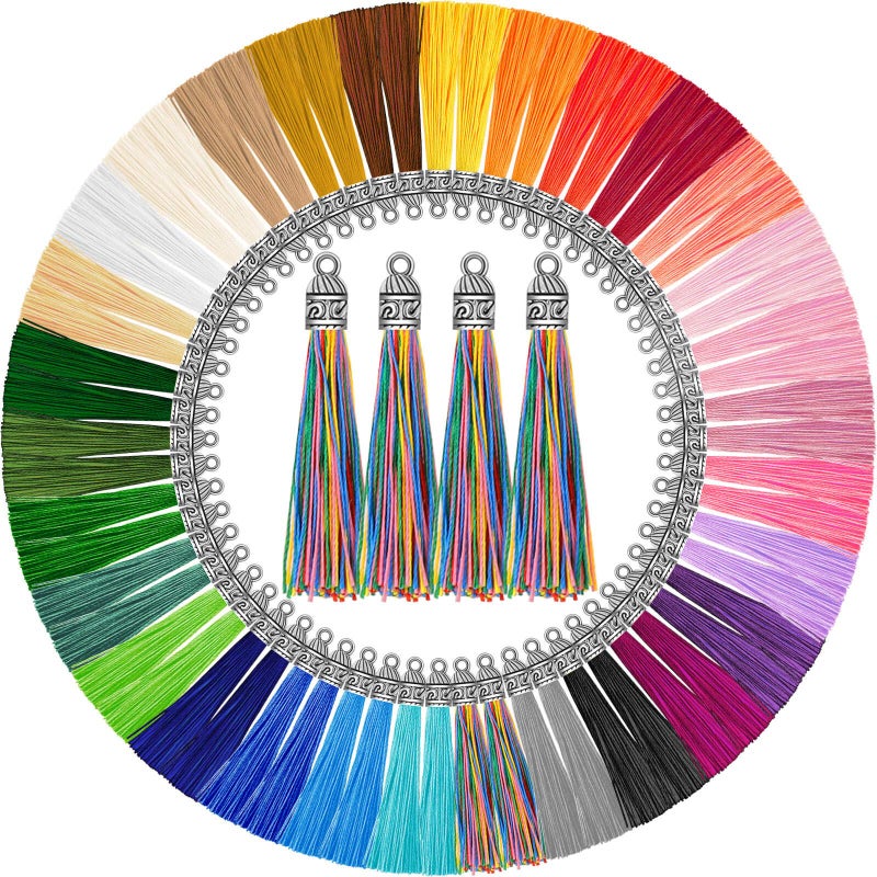 Caffox Tassels for Jewelry Making, 120PCS Keychain Tassel Charms Bulk, Silky Handmade Tassels for Earrings Bracelets Necklaces and DIY Craft - Image 1