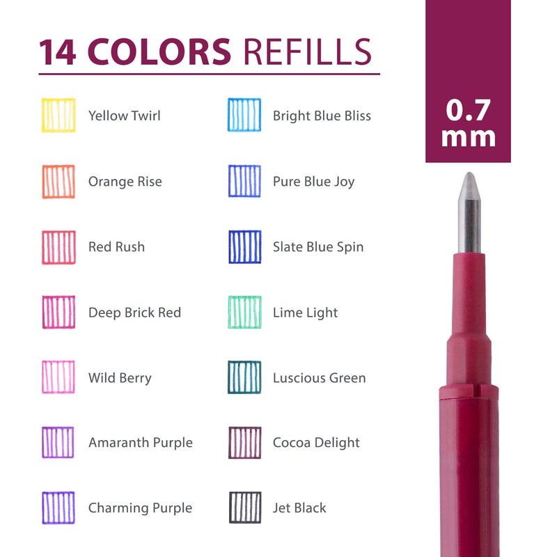 Parkoo Gel Ink Refills Compatible With Frixion And Friction Erasable Gel Pens  Fine Point 0.7 Mm  14 Colors - Image 3