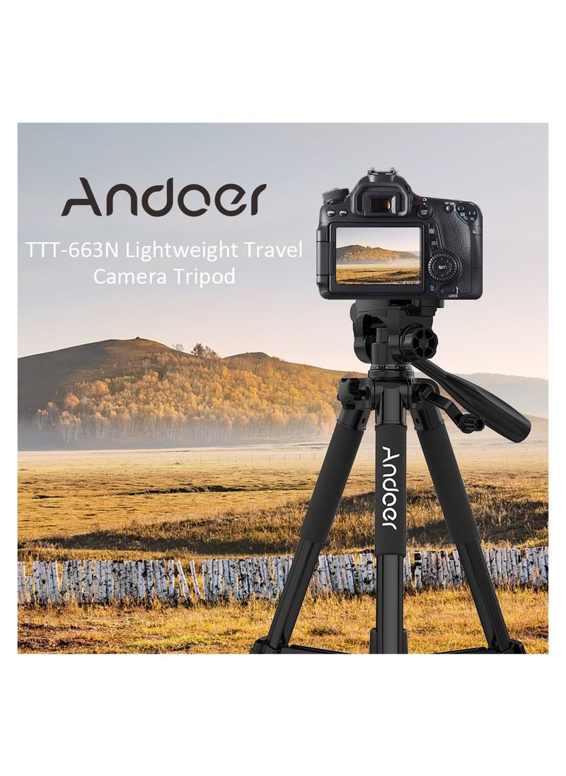 ANDOER - Andoer  57.5inch Travel Lightweight Camera Tripod Stand Phone Tripod for DSLR SLR Camcorder Photography Video Shooting with Carry Bag Phone Clamp Max.Load 3kg - Image 1
