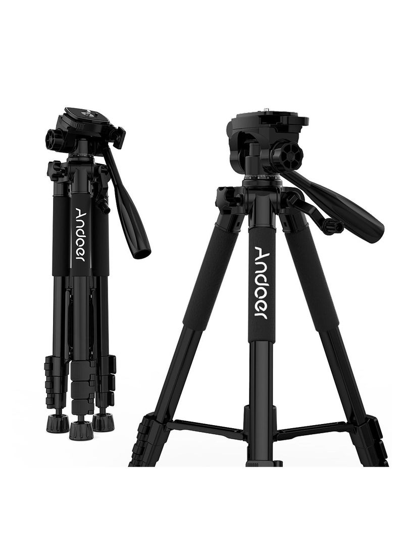 ANDOER - Andoer  57.5inch Travel Lightweight Camera Tripod Stand Phone Tripod for DSLR SLR Camcorder Photography Video Shooting with Carry Bag Phone Clamp Max.Load 3kg - Image 1
