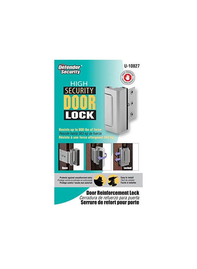 Defender Security Security U 10827 Door Reinforcement Lock – Add Extra, High Security to your Home and Prevent Unauthorized Entry – 3” Stop, Aluminum Construction (Satin Nickel Anodized Finish) - Image 3
