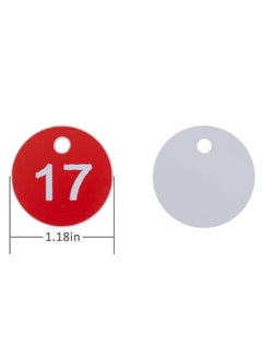 Generic Engraved Plastic ID Number Tags for Lockers and Tables, Key Tags in Red for Hotels, Bars, and Restaurants, Numbers 1 to 50  - Image 2