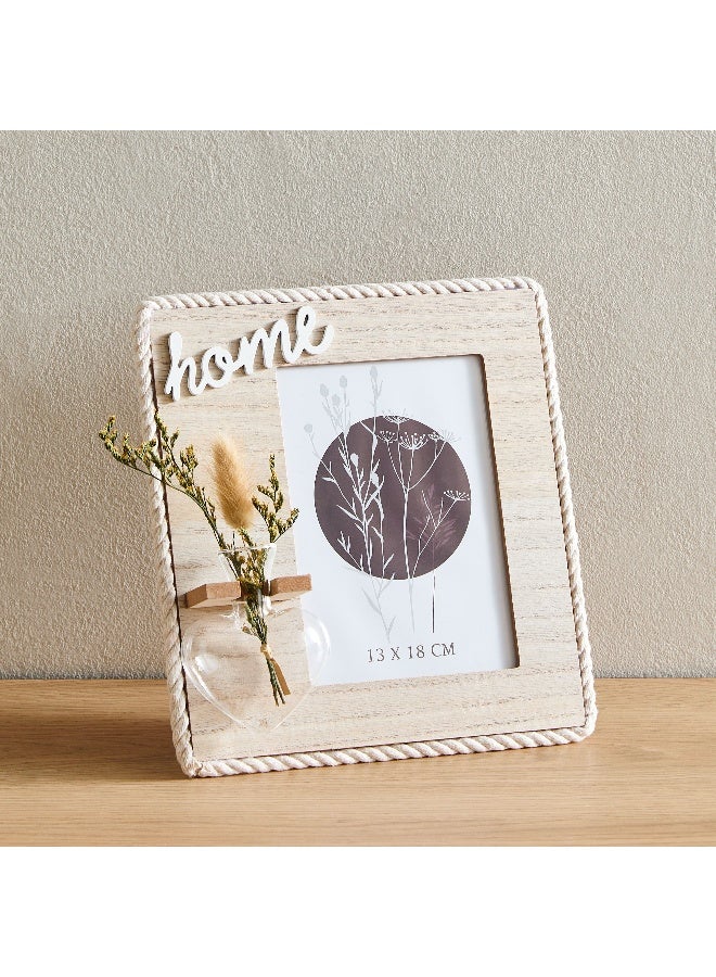 Home Box Wadee Wooden Photo Frame with Glass Vase and Dry Flowers  - Image 1