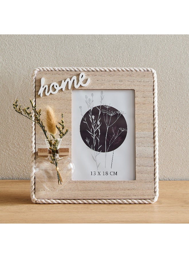 Home Box Wadee Wooden Photo Frame with Glass Vase and Dry Flowers  - Image 2