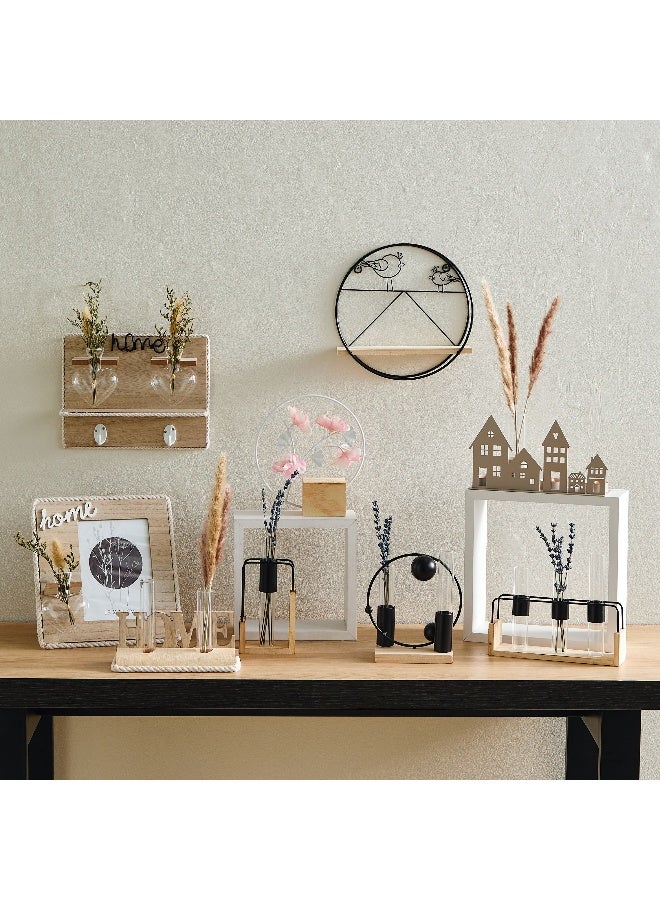Home Box Wadee Wooden Photo Frame with Glass Vase and Dry Flowers  - Image 5