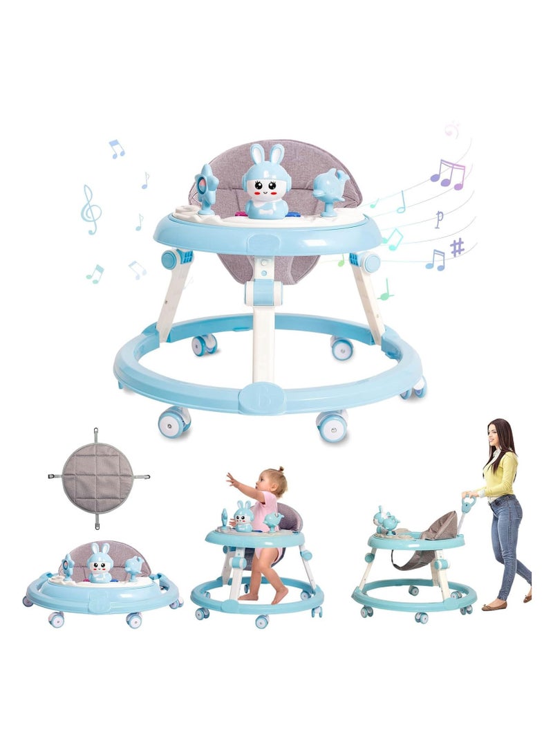 ميكسد مشاية أطفال قابلة للطي بعجلات - مشاية للأطفال الرضع من 6 أشهر إلى 12 شهرًا، ارتفاعات قابلة للتعديل مع موسيقى قابلة للإزالة ومسند للقدمين ومقبض للدفع - Image 1
