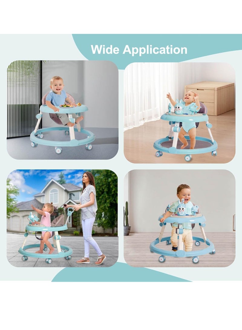 ميكسد مشاية أطفال قابلة للطي بعجلات - مشاية للأطفال الرضع من 6 أشهر إلى 12 شهرًا، ارتفاعات قابلة للتعديل مع موسيقى قابلة للإزالة ومسند للقدمين ومقبض للدفع - Image 4