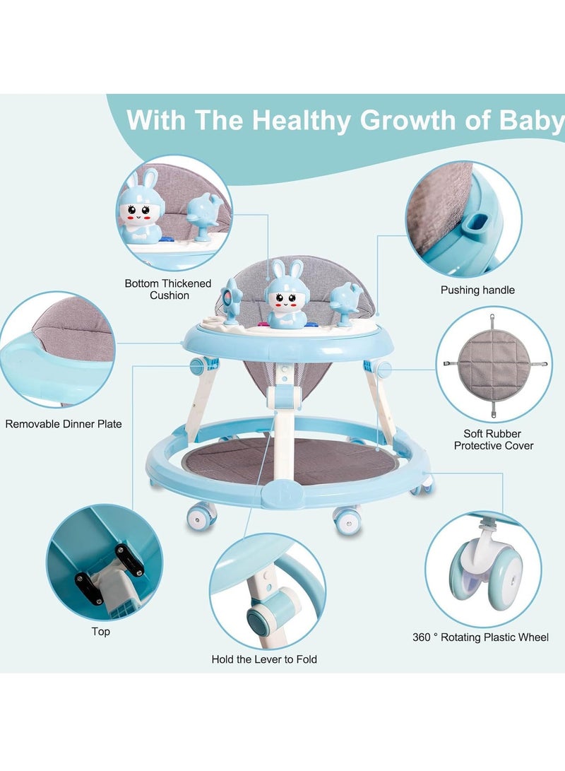 ميكسد مشاية أطفال قابلة للطي بعجلات - مشاية للأطفال الرضع من 6 أشهر إلى 12 شهرًا، ارتفاعات قابلة للتعديل مع موسيقى قابلة للإزالة ومسند للقدمين ومقبض للدفع - Image 5