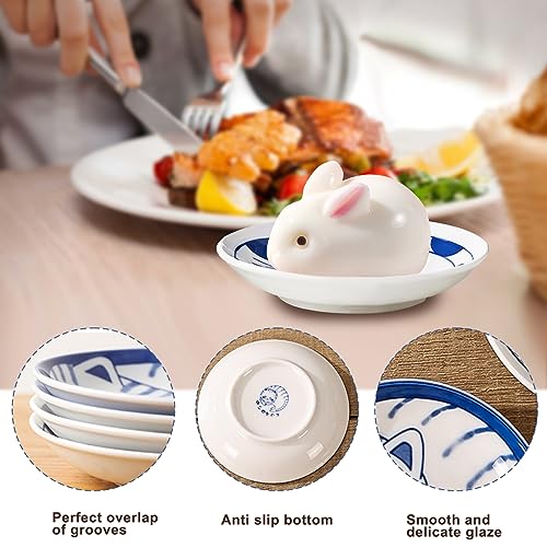 BigNoseDeer 4 Pcs 4 Inches Cute Cat Soy Sauce Dish,Ceramic Cat Bowls,Japanese Cat Plates,Dipping Bowls,Snack Dish,Small Ceramic Saucers Plates, Sushi Plate Set, Mini Bowls, Small Bowls for Sides Dish (4 Inch) - Image 3