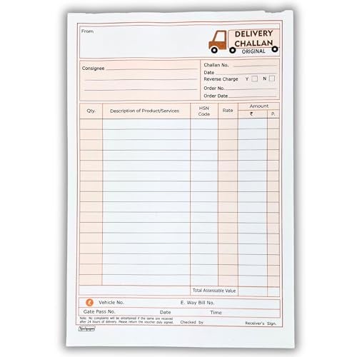 Neelgagan Delivery Challan Book No.2, Triplicate (100 Printed + 50 Plain), 3-Page Set with Carbon Paper, 14.0 cm x 22.0 cm, Ideal for Business Billing & Logistics, Pack of 3 Books - Image 4