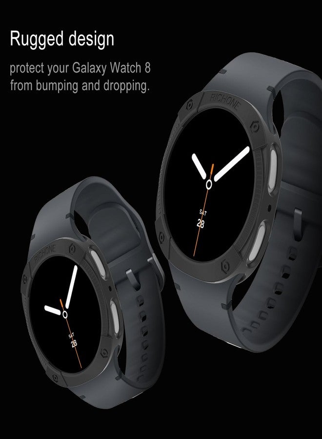 RICHONE Compatible with Samsung Galaxy Watch 8 44mm Bumper Case, Rugged Case for Samsung Watch8 Military Grade Durable Protective Cover, Flexible Shock Proof, Black,44MM - Image 4