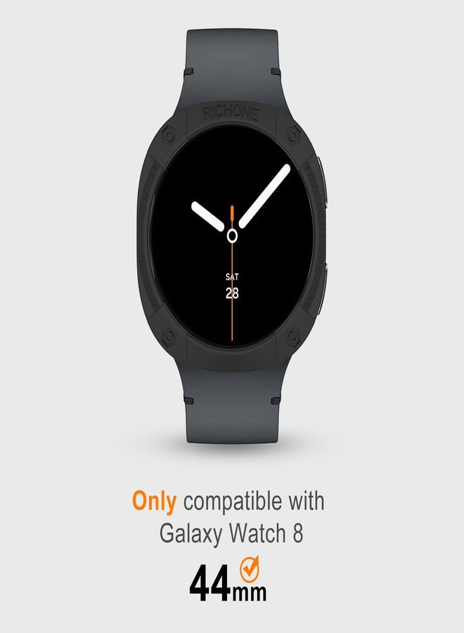 RICHONE Compatible with Samsung Galaxy Watch 8 44mm Bumper Case, Rugged Case for Samsung Watch8 Military Grade Durable Protective Cover, Flexible Shock Proof, Black,44MM - Image 2