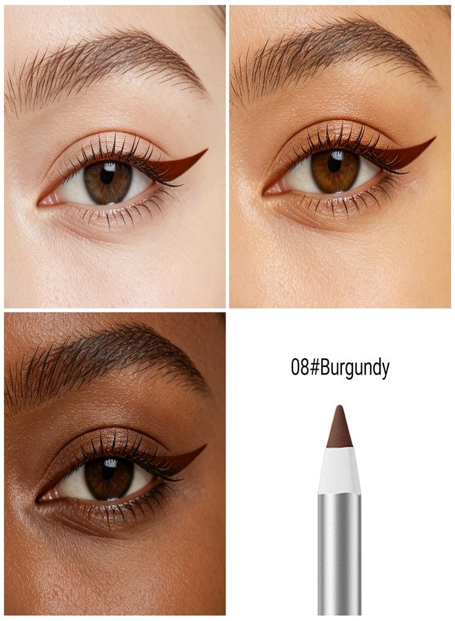 Erinde Burgundy Waterproof Eyeliner Pencil with Sharpener, Long-Lasting Smudge-Proof Waterline Eye Liner Gel, High-Pigmented Smooth Creamy Eyeliner for Older Women, Vegan & Cruelty-Free, 08 - Image 2