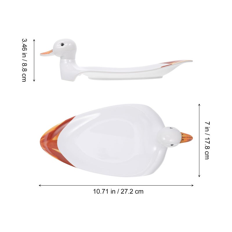 Large White Melamine Duck Shaped Dinner Plate Serving Tray For Party Family - Image 3