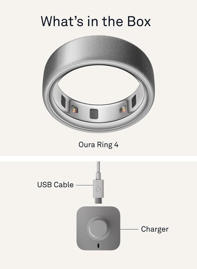 OURA Oura Ring 4 - Silver - Size 9 - Smart Ring - Size First with Oura Ring 4 Sizing Kit - Sleep Tracking Wearable - Heart Rate - Fitness Tracker - Up to 8 Days of Battery Life - Image 4