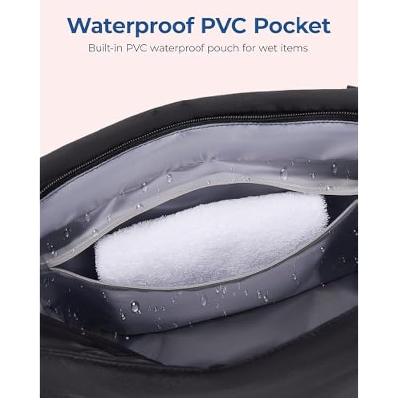 BAGSMART Tote Bag for Women with Zipper, Quilted Tote Bag Gym Tote with Yoga Mat Straps for Travel Sport - Image 5