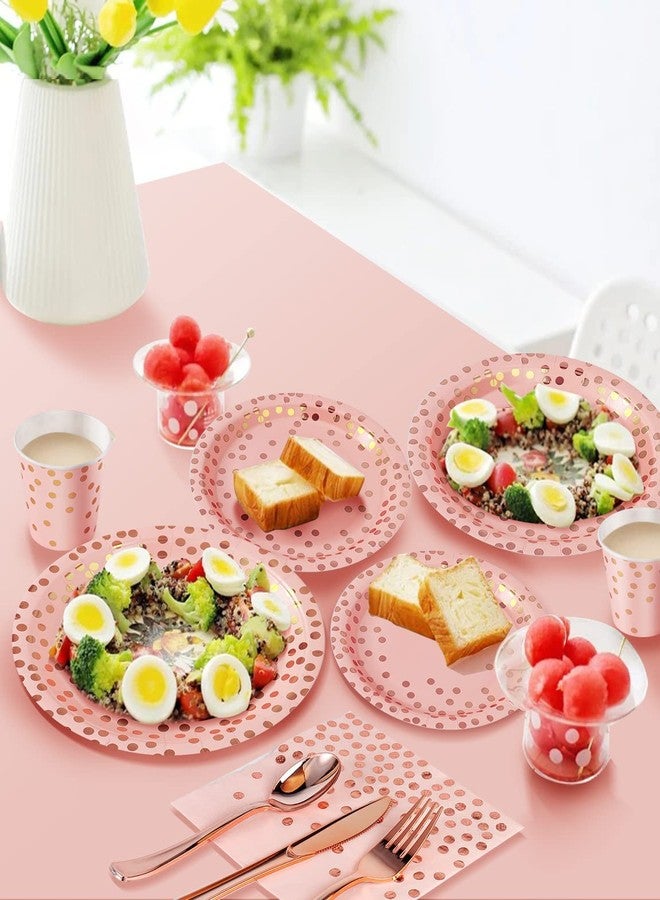 Nkaiso 141 Pieces Pink and Rose Gold Party Supplies, Party Dinnerware Sets Include Paper Plates Napkins Cups Silverware, for Wedding Bridal Shower Engagement Birthday Parties Decoration -20 Serves - Image 4