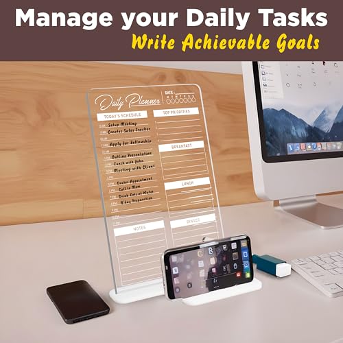 True Flair Trueflair Acrylic Board For Desk (24x16 CM)| Best Planner & Organiser For Enhancing Productivity | White Acrylic Base With Slot For Phone | Including Dry Erase Marker (Daily Planner, Design 4) - Image 2