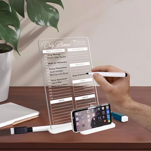 True Flair Trueflair Acrylic Board For Desk (24x16 CM)| Best Planner & Organiser For Enhancing Productivity | White Acrylic Base With Slot For Phone | Including Dry Erase Marker (Daily Planner, Design 4) - Image 5