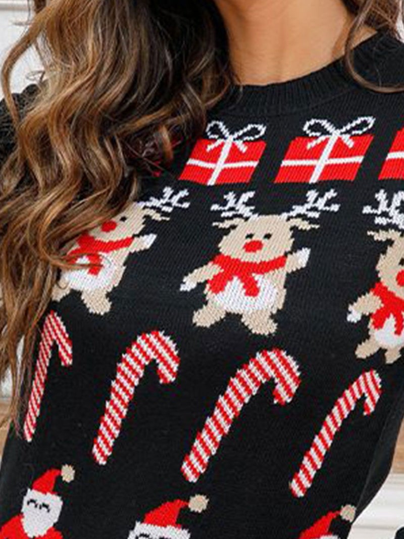 YUNIQEE سويت شيرت أسود من الأكريليك بكم طويل وياقة دائرية - Image 2