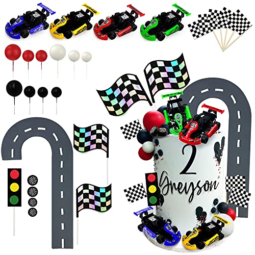 KEEPARTY Racing Car Cake Decoration Car Cake Topper Racing Party Favors for Kids Birthday Supplies Baby Shower - Image 1