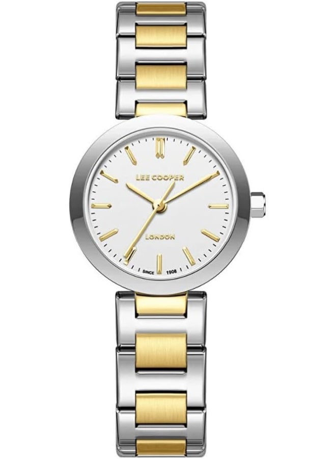 لي كوبر ساعة لي كوبر نسائية  بعرض تناظري وسوار معدني، لون أبيض - Image 1