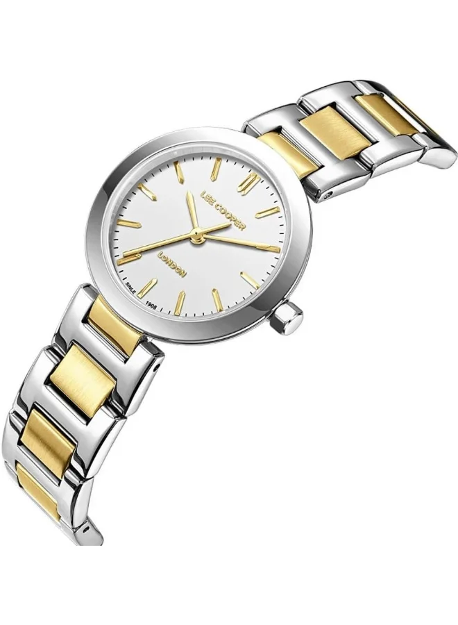 لي كوبر Lee Cooper Women's VJ21C1 Movement Watch, Analog Display and Metal Strap - LC08032.220, White