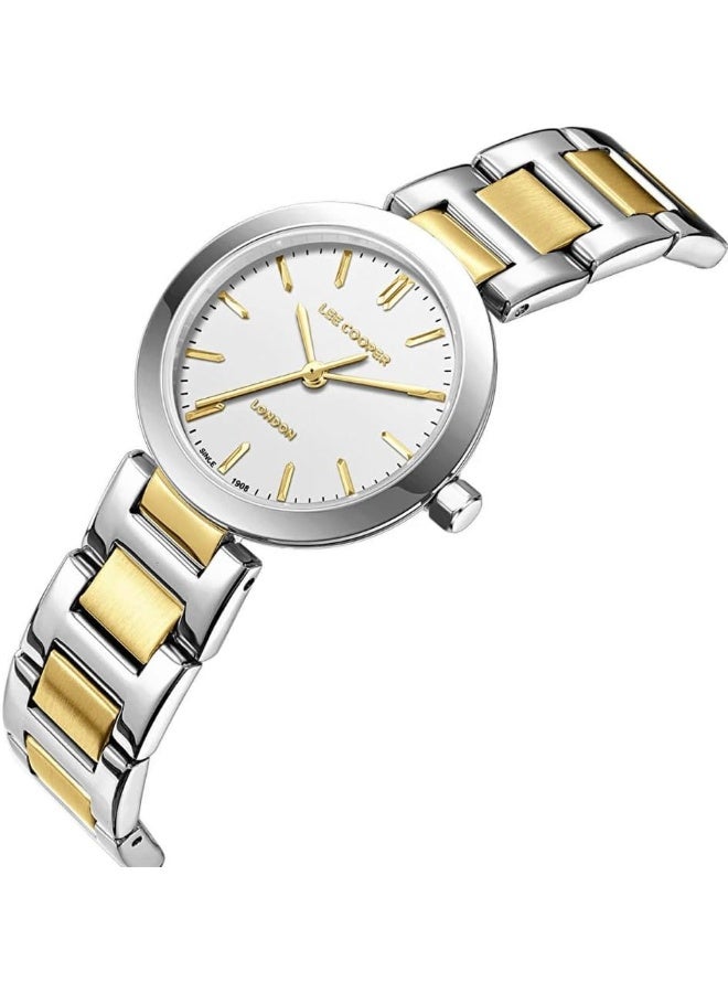 لي كوبر ساعة لي كوبر نسائية  بعرض تناظري وسوار معدني، لون أبيض - Image 2