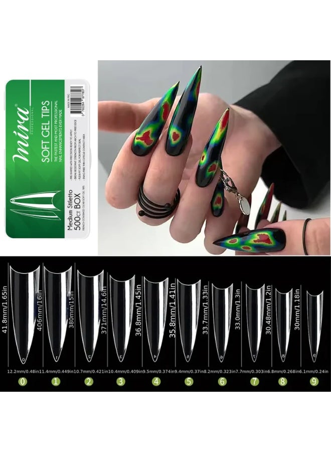Mira Clear Soft Gel Nail Tips Medium Stiletto Shape 500pcs per Box Mira - Image 3