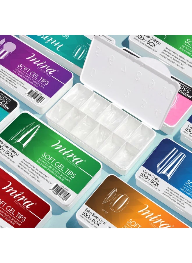 Mira Clear Soft Gel Nail Tips Medium Stiletto Shape 500pcs per Box Mira - Image 5