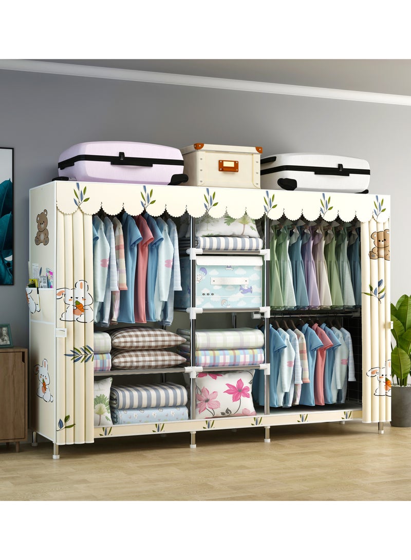 Portable Clothing Wardrobe With Storage Cupboard Organiser 201*170*45  - Image 1